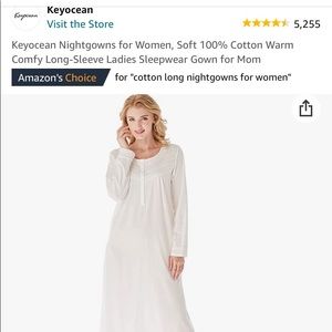 Night gown. Cream with detail on sleeve and front